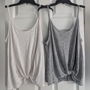 3 For $25 🌻 Set of 2: Women's Knotted Tank Top - White and Gray